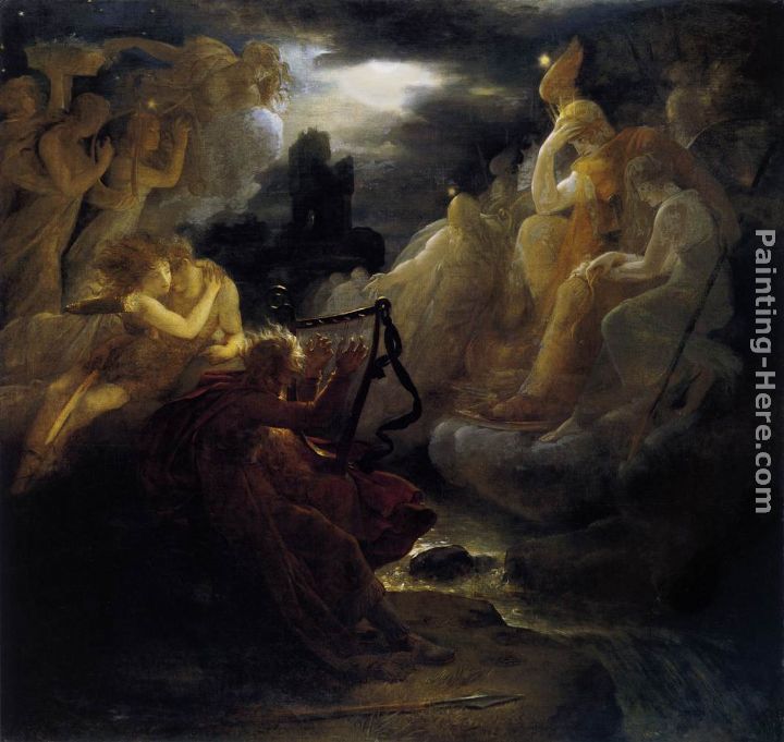 Ossian Awakening the Spirits on the Banks of the Lora with the Sound of his Harp painting - Francois Gerard Ossian Awakening the Spirits on the Banks of the Lora with the Sound of his Harp art painting